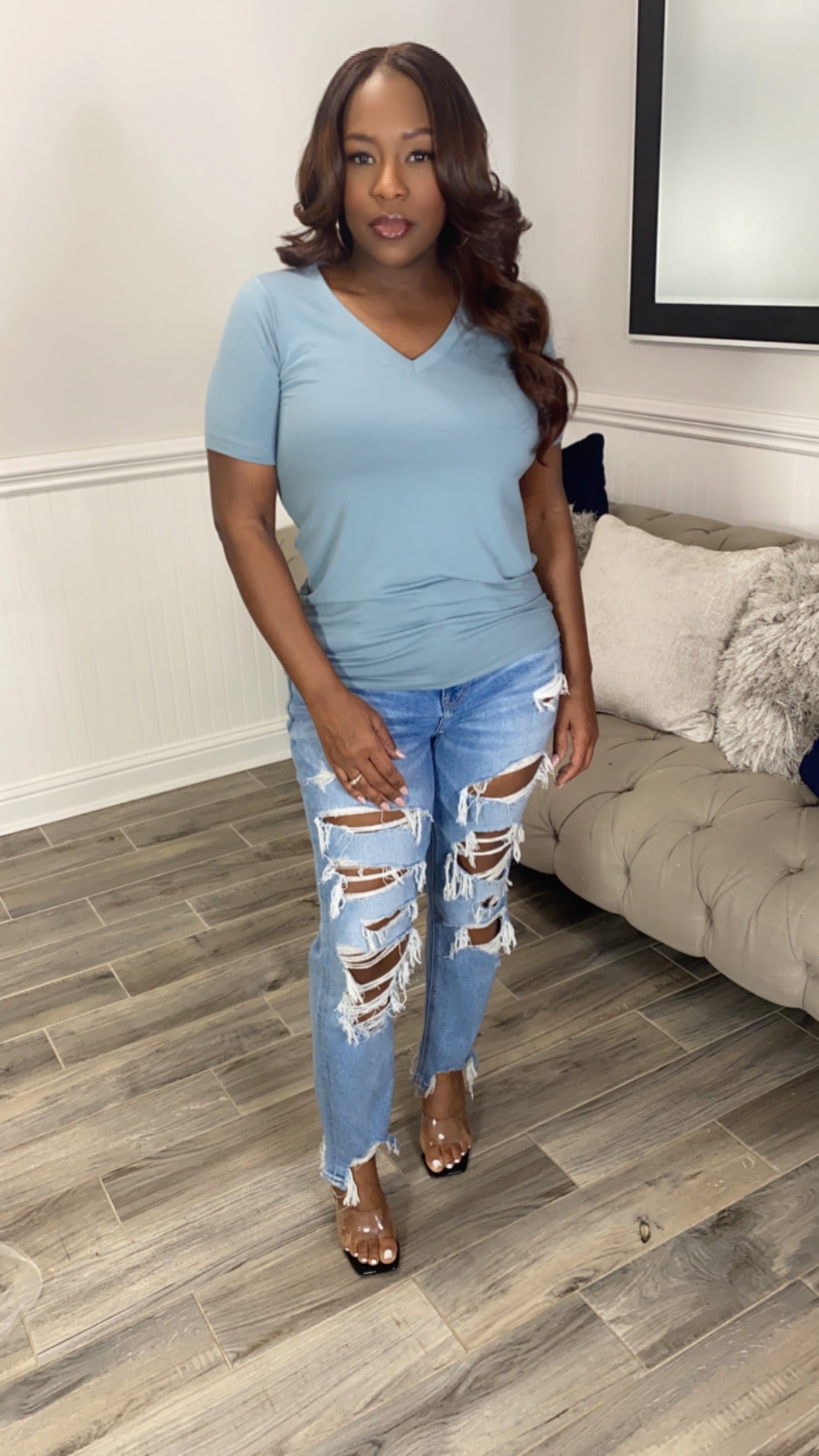 Essential Vneck Top- SHIRT ONLY