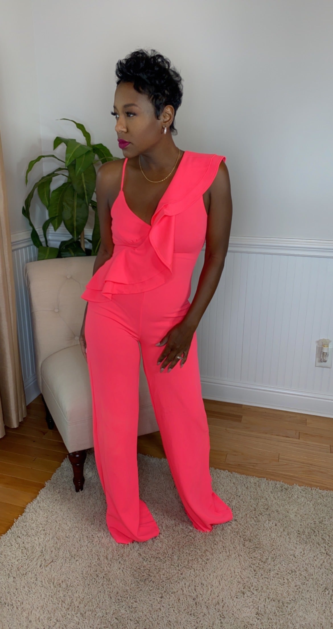 Hot pink jumpsuit