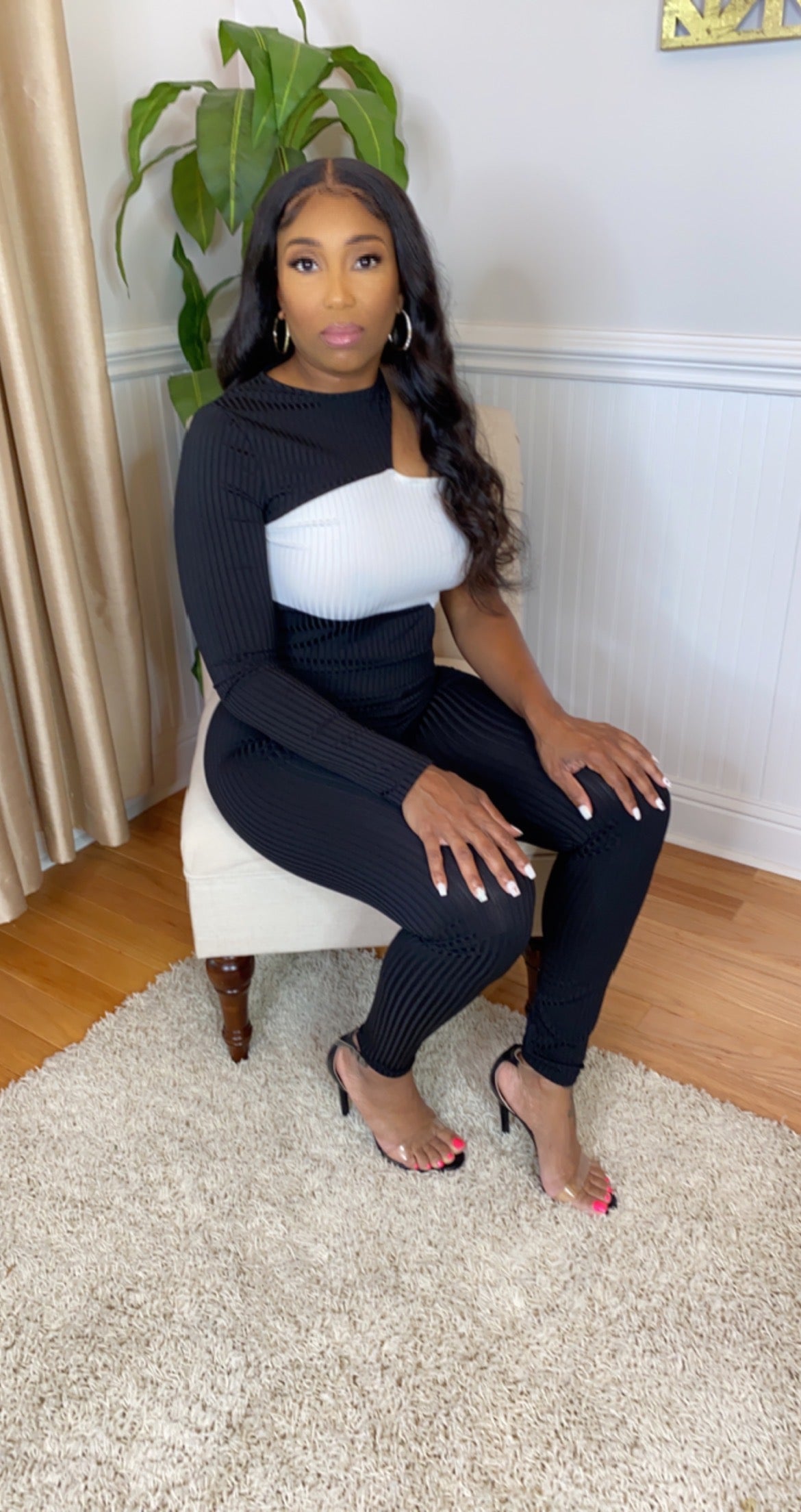 'Is it black or white' jumpsuit