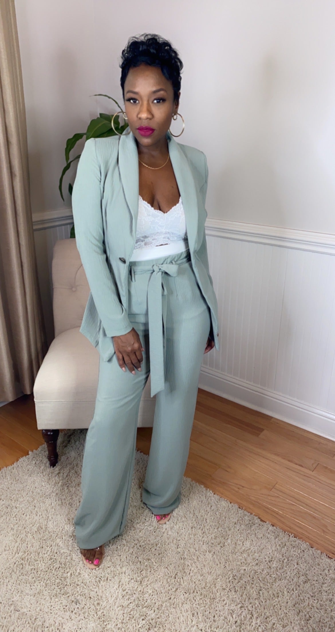 “Sage me” pant suit