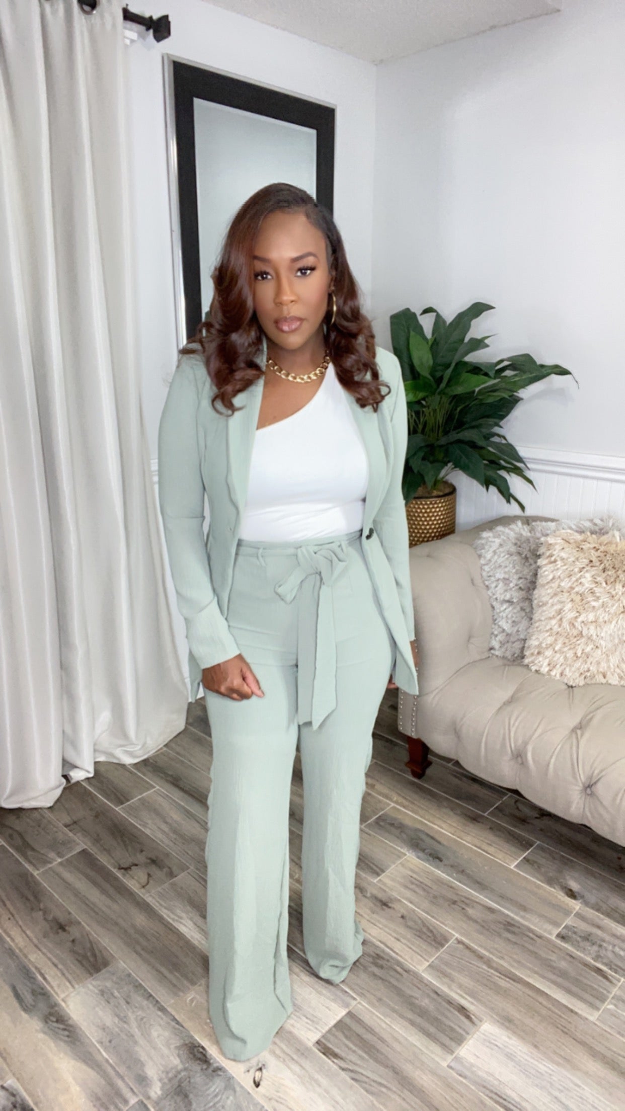 “Sage me” pant suit